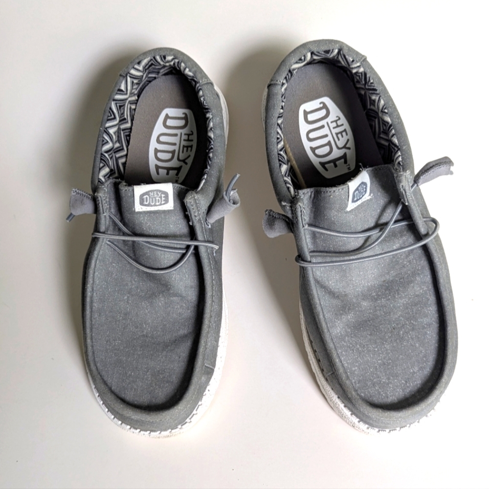 Hey Dude Wally Canvas Wide Gray Shoes M7